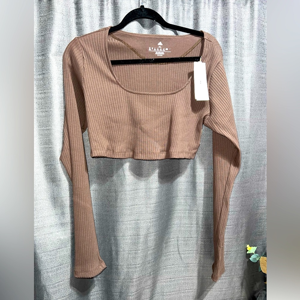 Adidas Women’s Ribbed Crop Top Long Sleeve Shirt